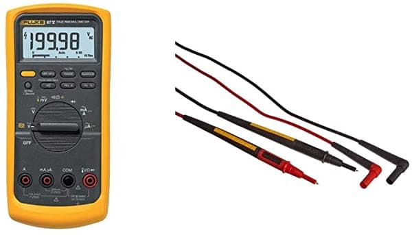 Fluke 87-V Digital Multimeter & Tl175E Twistguard Double Insulated Silicone Test Lead Set Con Removable 4Mm Lantern Tips 2Mm Diameter Probe Tips