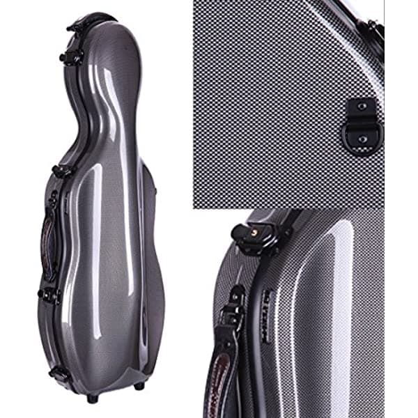 Tonareli Estuche de Fibra de Vidrio para Viola con Forma de Cello con Ruedas - Special Edition Grafito VAF1015