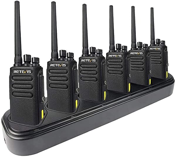 Retevis RT81 Handy IP67 Impermeable Walkie Talkies de Largo Alcance Alta Potencia Walkie Talkie Digital 32 Canales DMR (6 Unidades) con Cargador de Seis Vías A9119AX6-J9115S
