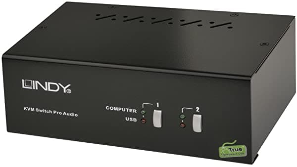 Lindy - Conmutador Kvm De Doble Cabezal (Dvi-I 2 Puertos Usb 2.0) Transparente 39302