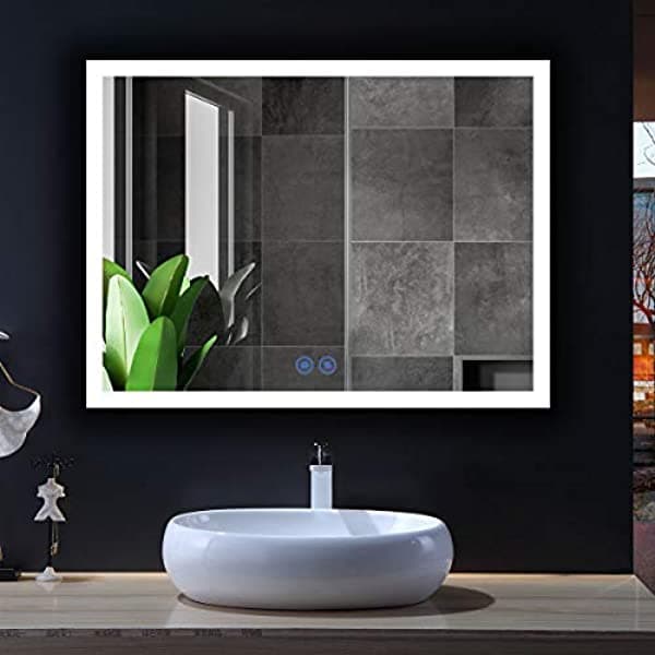 Decoraport 48 X 36 Pulgadas Mirror De Baño Led Botón Toque Demister Ajustable Luz Bluetooth Parlantes Montaje Vertical Y Horizontal D-D124-4836A