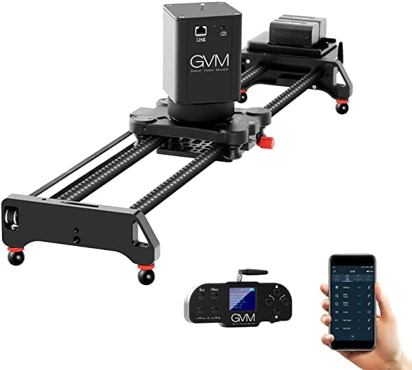 GVM Slider Motorizado para Cámara 31" 2 Ejes de Fibra de Carbono Riel Dolly con Time-lapse Seguimiento de Disparos Motor Silencioso Disparo Panorámico de 360 Grados con Mando a Distancia GVM -2D