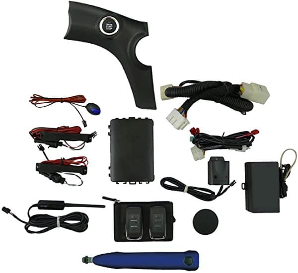 Easygo Smart Key Remoto Start Y Sistema De Alarma Con Tirador De Puerta Del Conductor Para Toyota Highlander Negro Y Azul (Dash Panel & Nautical Blue Metallic) AM-LANBLK-8S6