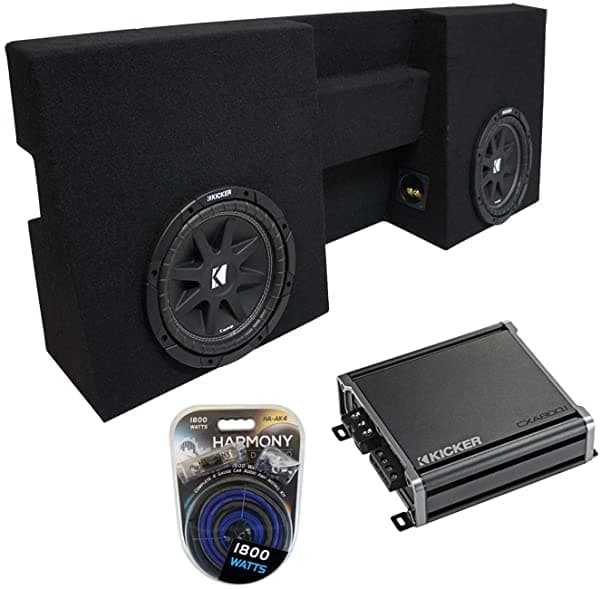 Harmony Audio Compatible con 2005-2015 Toyota Tacoma Doble Cabina Camión Kicker Bundle Comp C10 Dual 10" Caja para Subwoofer y CXA800.1 Amp KICKER16-PACK1749