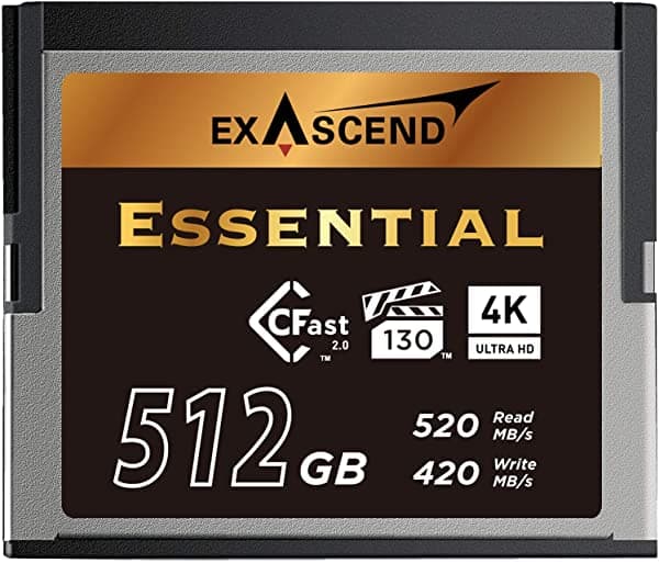 Exascend Essential 512 Gb Cfast 2.0 Tarjeta De Memoria Hasta 520 Mb/S Certificada Para Blackmagic Ursa Mini Pro 12K Canon Xc15/C300Mkii Y Más