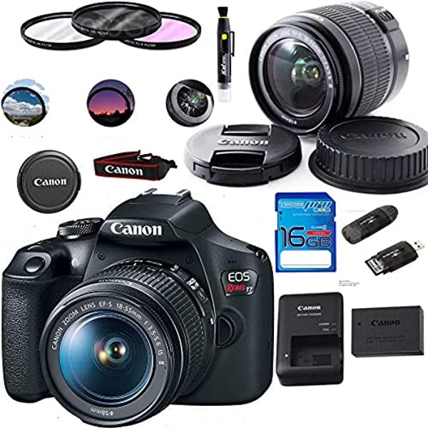 Deal-Expo Cámara Réflex Eos Rebel T7 Con Lente De 0.709-2.165 In | Wi-Fi Integrado|Sensor Cmos De 241 Mp | Procesador De Imagen Digic 4+ Y Vídeos Full Hd - Expo Basic Accessories Bundle CNT71855EB1