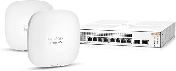 Aruba Instant On 1930 Interruptor Inteligente Poe De 8 Puertos (Jl681A#Aba) Incluido Con (2X) Ap22 Wi-Fi 6 Puntos De Acceso Inalámbricos (R4Wo1A) AIO 1930