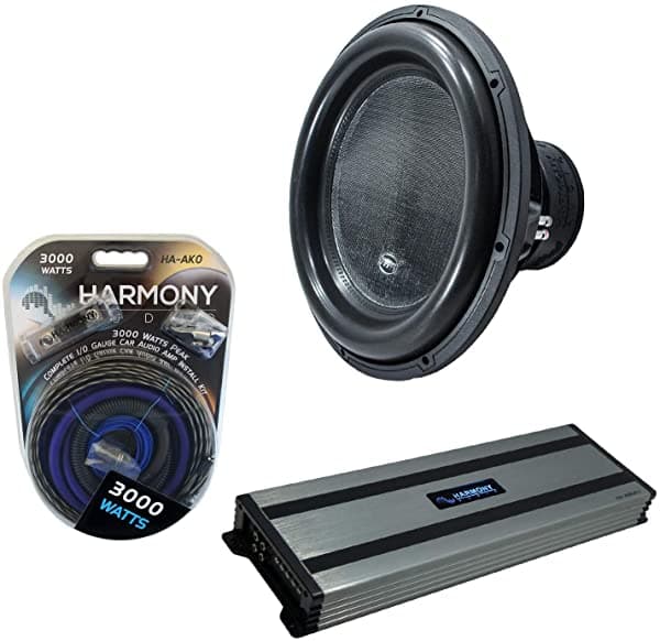 Harmony Audio Ha-Ml181 Monolith 18" Competition Sub 3500W Paquete De Subwoofer Con Amplificador Ha-A1500.1 Y Kit De Amplificador HA-SUBPACK202