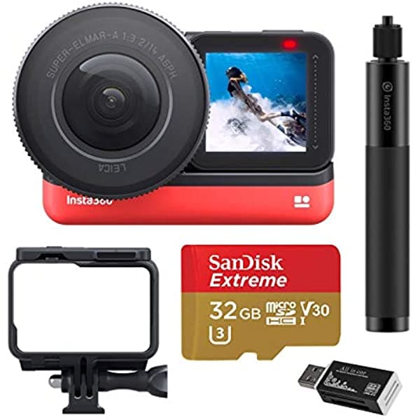 Insta360 One R 1-Inch Edition - Paquete Con Tarjeta De Memoria Microsdhc De 32 Gb One R Invisible Selfie Stick 27.5" Lector De Tarjetas