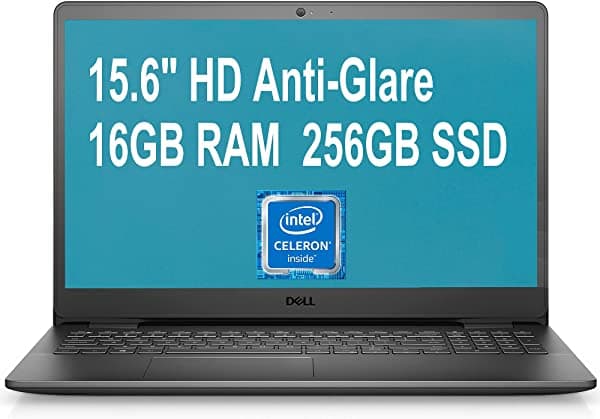 Flagship 2021 Dell Inspiron 15 3000 3502 Notebook 15.6" HD Antirreflejos Intel Celeron N4020 16GB RAM 256GB SSD Intel UHD Graphics 600 WiFi5 Win10 Pro Negro + Icarp Cable HDMI