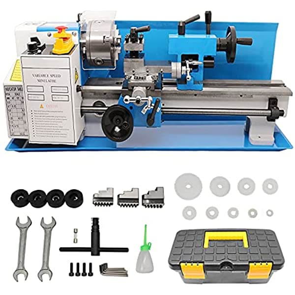 PNBO Mini Torno 7 "X14" Torno De Metal Velocidad Variable 2250RpmMini Máquina De Torno De Metal 550WPara Torneado De Metal Con Caja De Herramientas LECHANG