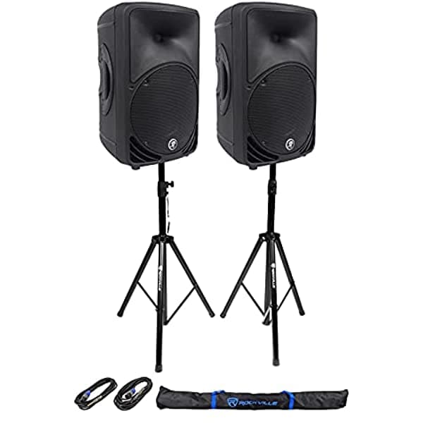 (2) Mackie C200 10" 2 vías Pasivo Sr Pa Altavoces + 2) Soportes + 2) Cables + Estuche De Transporte (2) C200+RVSS2-TSNL4