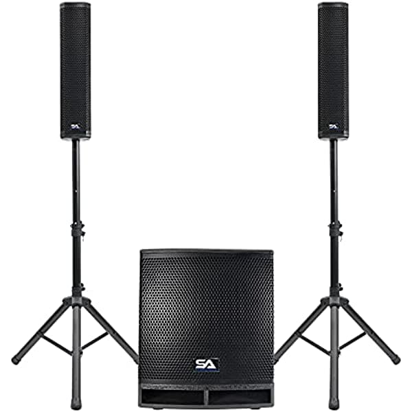 Sísmica Audio - Apex-12D - Sistema De Altavoces De Línea De Columna - Subwoofer Activo De 1600 Vatios Y Altavoces De Columna 4X4
