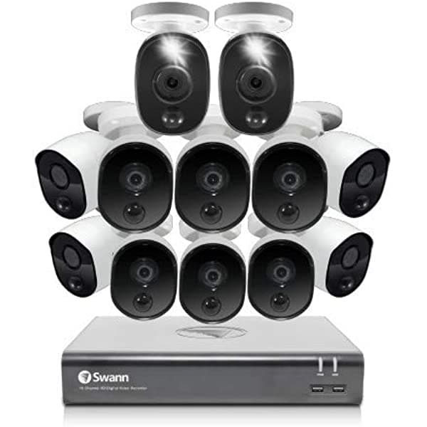 Swann Home Seguridad Camara System 12 Camara 16 Channel 1080P Wired Surveillance Cctv Dvr Night Vision Motion Detection Con 1Tb Hard Drive SODVK-1645810B2WL-US