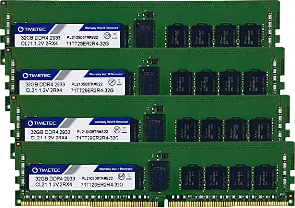 Timetec Hynix Ic - Kit De 128 Gb (4 X 32 Gb) Compatible Con Apple Mac Pro 2019 (Macpro71) Ddr4 2933 Mhz Pc4-23400 Ecc 1.2V Cl21 2Rx4 Dual Rank 288 Pin Rdimm Actualización De Memoria (Kit De 128 Gb (4 X 32 Gb))