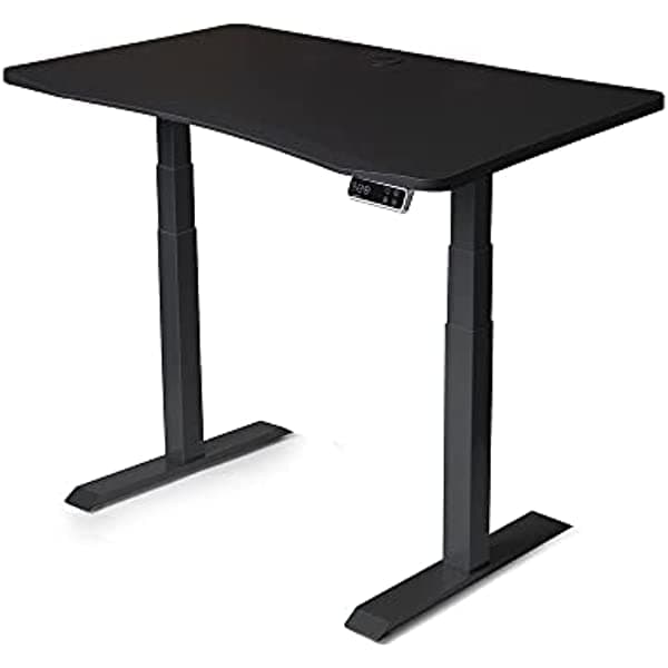 MojoDesk Escritorio Eléctrico de Pie - 48" X 30" - Escritorio de Doble Motor para Trabajar Sentado o de Pie (sit-stand) Con Patas de Acero Ajustables de 3 Etapas - 4 Ajustes de Memoria - Borde Frontal Ergonómico MOJOD6AMZ