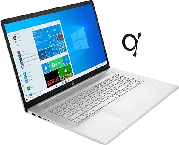 Portátil Hp 2021 17.3" Fhd Ips Premium Amd Ryzen 5 5500U Quad-Core Hasta 4.0Ghz 8Gb Ram 256Gb Pcie Ssd Amd Radeon Series Lector De Huellas Digitales Usb-C Windows 10 Home + Woov 4K Hdmi Cable Plata