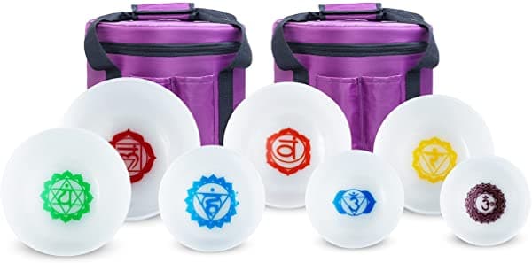 Kvka 432Hz - Juego De 7 Pegatinas Para Chakras De Cristal De Cuarzo Con Estuche De Transporte
