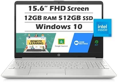 HP 15 Notebook (último modelo) Pantalla Full HD de 15.6 pulgadas Intel Core i5-1135G7 (supera al i7-1065G7) 12 GB de RAM 512 GB SSD Intel Iris X Graphics Cámara Web HDMI Wi-Fi Bluetooth Windows 10 Home Plata + NLY MP HP Laptop