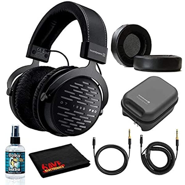 Beyerdynamic DT 1990 Pro Open Studio - Auriculares de Referencia (250 Ohmios) con Almohadillas de Cuero Dekoni Audio Choice (Estuche Rígido y Kit de Limpieza de Auriculares) 6Ave