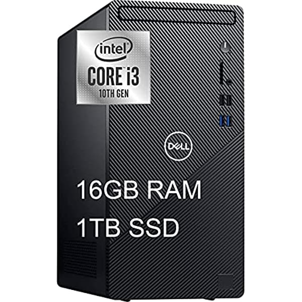 Dell Flagship 2021 Inspiron 3000 3880 Business Desktop Computadora 10ª Generación Intel Quad-Core I3-10100 (Beats I5-8600T) 16Gb Ram 1Tb Ssd Dvd-Rw Intel Uhd Graphics 630 Wifi Hdmi Win10 Negro Dell Inspiron 3880