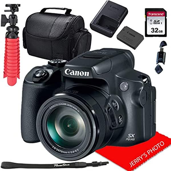 Canon Powershot Sx70 - Cámara Digital (203 Mp Zoom Óptico De 65X Pantalla Lcd Inclinable De 3 Pulgadas 3" Incluye Paquete De 32 Gb) Color Negro Canon SX70