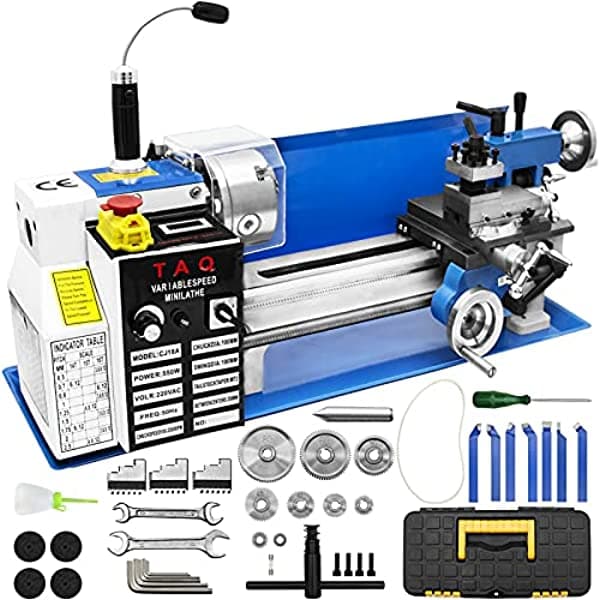 Senduo Actualizado Mini Torno 7 "X14" Torno De Metal Velocidad Variable 0-2500RpmMini Máquina De Torno De Metal 550W Con Engranaje De Metal Para Torneado De Metal Con Caja De Herramientas OUYI