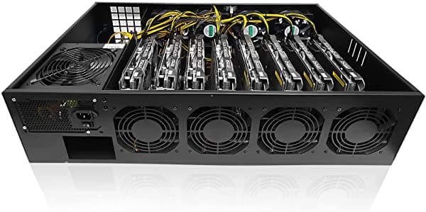 Generic 8 Ranuras Gpu - Caja De Marco De Plataforma De Minería Completo Para Criptomonedas Ethereum Miner Con Fuente De Alimentación De 1800 W (176 V-260 V) Placa Base Cpu Ram Ssd 8 Ventiladores De Velocidad Ajustable (Sin Gpu)