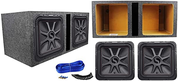 (2) Kicker 45L7R154 15" 3600W L7R Subwoofers para Auto + Caja Ventilada para Subwoofer L7R154 (2) 45L7R154+RDVK15+K2