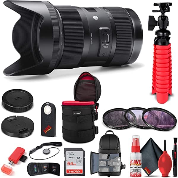 Sigma 18-35 Mm F 1.8 Dc Hsm Art Lente Canon Ef 210-101 Bundle + Mochila + 64 Gb Caso + Lente + Reader De Tarjetas + Kit De Filtro De 3 Piezas + Cleani 210-101_EDI_1