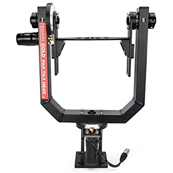 Proaim Gold Camara Pan Tilt Head Con Control De Palanca De Mando De 12 V (Pt-Gold) | Cabeza De Inclinación De La Cacerola Motorizada Para La Grúa De La Horca Trípode Dv Video Dslr