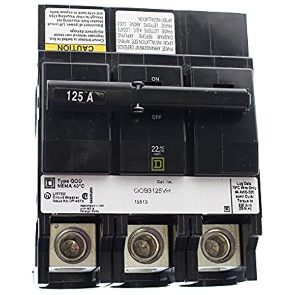 Schneider Electric Miniatura Disyuntor 240-Volt 125-Amp Qob3125Vh Molded Case 600 V 100 A