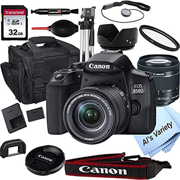 Al's Variety-Canon intl Canon Eos 850D (Rebel T8I) Cámara Dslr Con Lente De Zoom Stm De 0.709-2.165 In F/4-5.6 + Tarjeta De 32 Gb Trípode Funda Y Más (18 Unides)