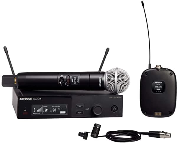 Shure Slx-D Combinación Lavalier Wl185 Y Sistema De Micrófono Inalámbrico Sm58 De Mano SLXD124/85-G58