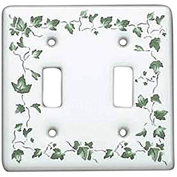Renovators Supply Manufacturing Porcelana De Color Blanco Ivy Doble Interruptor Placa 98031