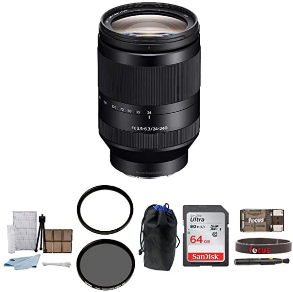 Sony Fe 0.945-9.449 In F/3.5-6.3 Oss Lente Zoom Teleobjetivo + Paquete De Accesorios De 64 Gb SEL24240