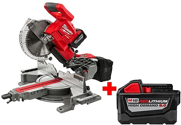Milwaukee Kit De Sierras Ingleteadoras M18 De 18 Voltios De Combustible De Ion Litio Sin Escobillas Sin Cable De 10 Pulgadas Compuesta Con Bisel Doble Deslizables Con Batería 9Ah Gratuita | Excelente Incorporación A Su Taller De Carpintería O De Mecánica 2734-21HD