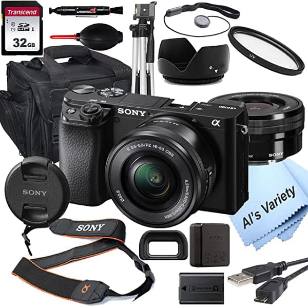 Sony Alpha A6100 Camara Digital Sin Espejo 16-50 Mm Lente+ 32Gb Tarjeta Trípode Case Y Más 18Pc Bundle