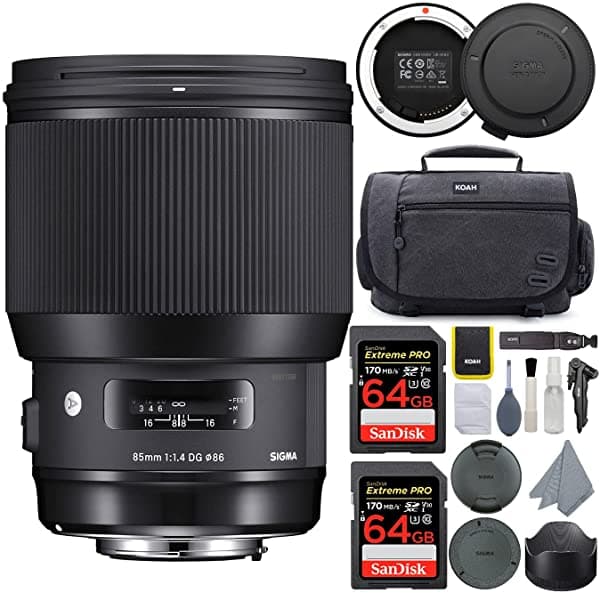Sigma Lente Art De 3.346 In F/1.4 Dg Hsm Para Canon Ef Bundle Con Base Usb Sigma Tarjetas Sd Extreme Pro De 64 Gb Y Kit De Bolsa De Mensajero (5 Artículos) 321954_K2