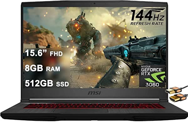 Msi Gf65 Thin Gaming Laptop 15.6" Fhd Ips 144Hz 10ª Generación Intel Hexa-Core I5-10500H (Beats I7-9750H) 8Gb Ram 512Gb Ssd Geforce Rtx 3060 6Gb Teclado Retroiluminado Gráfico Usb-C Win10 Negro + Cable Hdmi