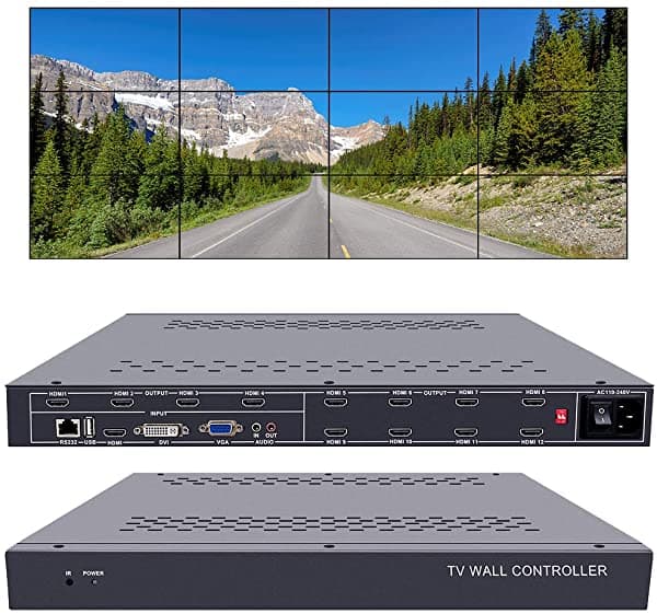 Iseevy Controlador De Pared De Vídeo De 12 Canales 3X4 2X6 2X5 Hdmi Dvi Vga Usb Procesador De Vídeo Con Control Rs232 Para 12 Tv Empalme ISV-TWC12-232