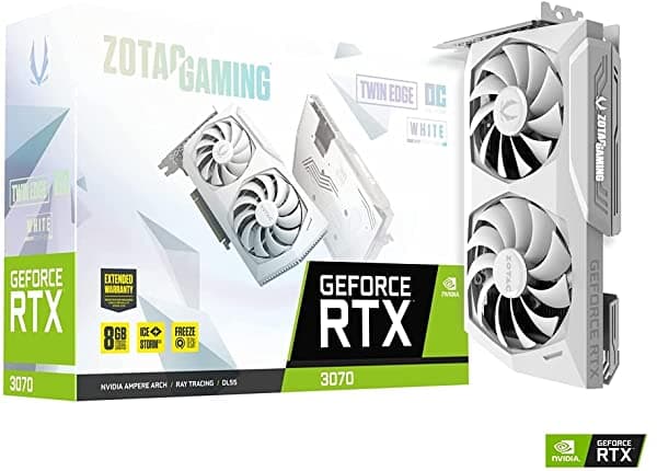 Zotac Gaming Geforce Rtx 3070 Twin Edge Oc White Edition Lhr 8Gb Gddr6 256-Bit 14 Gbps Pcie 4.0 Tarjeta Gráfica Para Juegos Icestorm 2.0 Refrigeración Avanzada Iluminación Led De Logotipo Zt-A30700J-10Plhr