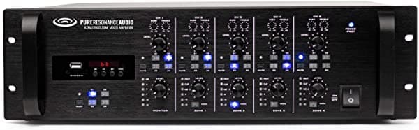 Pure Resonance Audio Rma120Bt - Amplificador De Mezclador Comercial De 4 Zonas De Montaje En Rack De 120 W Con Bluetooth (Salidas De 70 V O 4 Ohmios)