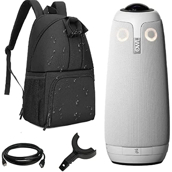 Koozam Owl Labs 360 - Cámara De Reunión (360 Grados Cámara De Videoconferencia Inteligente De 360 Grados Micrófono Y Altavoz Con Paquete De Mochila (Incluye Accesorios Y Garantía) OWL-PRO