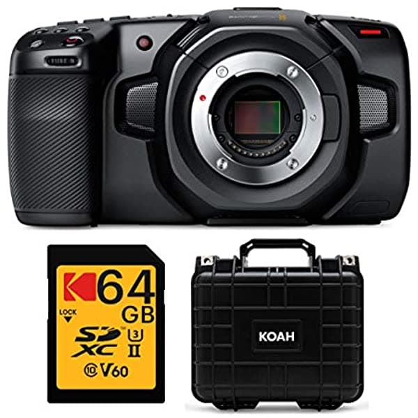Blackmagic Design Paquete De Cámara De Cine Pocket 4K Con Tarjeta De Memoria De 64 Gb Y Estuche (3 Artículos) CINECAMPOCHDMFT_K6