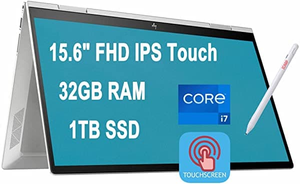 Hp Flagship Envy X360 15 2 En 1 Laptop 15.6" Fhd Ips Pantalla Táctil 11ª Generación Intel Quad-Core I7-1165G7 32Gb Ram 1Tb Ssd Intel Iris Xe Graphics Backlit Teclado Hdmi Usb-C Wifi6 B&O Win10 Plata + Bolígrafo HP ENVY X360