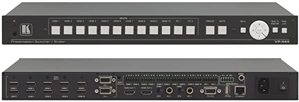 Kramer VP-444 Escalador/conmutador digital 1U ProScale 12 entradas HDMI y analógicas con entradas de micrófono y control Ethernet