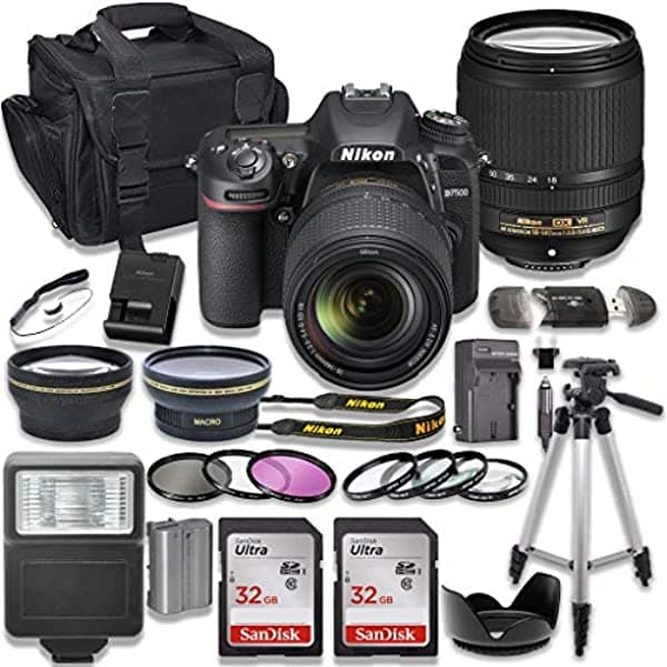 Nikon D7500 - Cámara Réflex Digital Con Lente Af-S 0.709-5.512 In 2 Tarjetas De 32 Gb Y Kit De Accesorios