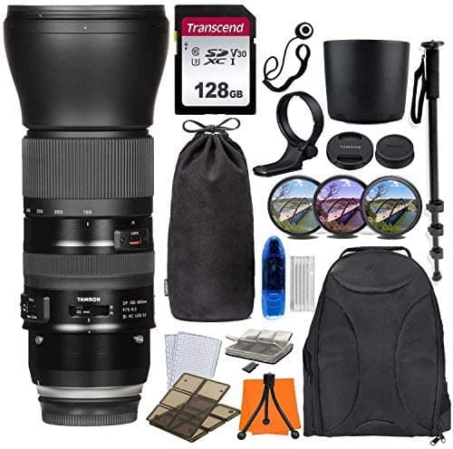 Tamron Sp 5.906-23.622 In F/5-6.3 Di Vc Usd G2 - Objetivo Para Cámaras Canon Ef Con Tarjeta De Memoria De 128 Gb + Collar De Trípode + Funda De Lente Suave + Mochila Y Accesorio De Viaje Exclusivo CC_150600C_061319