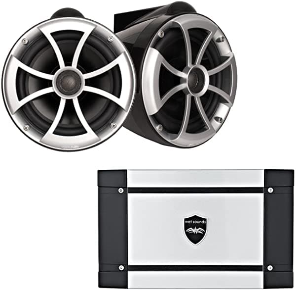 Wet Sounds Icon8-BX 8" Negro X-Mount Parlantes de Torre y Wet Sounds HT-2 Amplificador de 600 Vatios